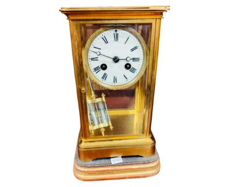 VICTORIAN GILT MANTLE CLOCK MERCURY PENDULUM AND KEY GOOD CONDITION 