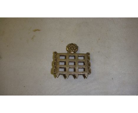 Vintage Portcullis brooch surmounted with Tudor Rose by Barker of Kensington (note similar decoration found at Prince Arthurs