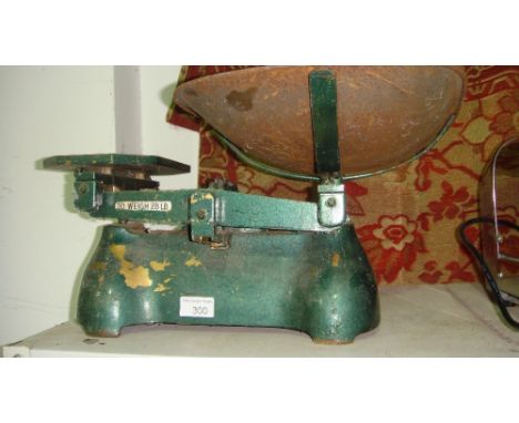 Vintage kitchen scales and weights