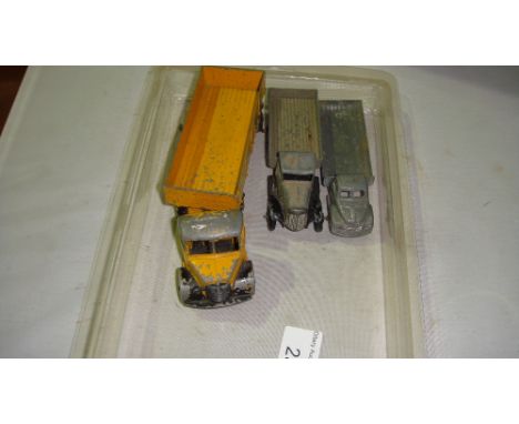 3 x Vintage Dinky toy cars including Bedford etc. play worn condition 
