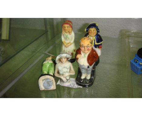 Vintage pin cushion doll and decorative miniature figures by Artone