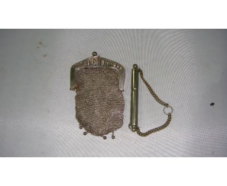 Vintage silver metal mesh coin purse by Harold Jerrett & vintage Acme propelling pencil 