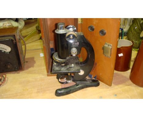 Vintage R J Beck of London microscope in wooden case