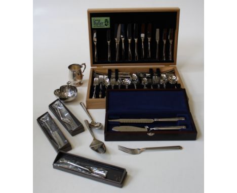 A collection of kitchenware to include a George Butler canteen, matching serving set, Culinary Concepts cheese set and bowl/s
