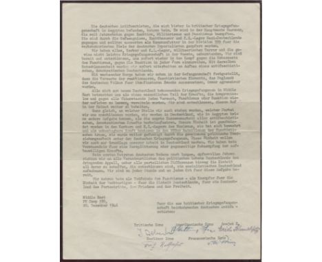 1946 ORIGINAL LETTER MIDDLE EAST PRISONERS OF WAR CAMP FAYID, EGYPT
SIGNED BY REPRESENTATIVES OF THE ALLIED ZONES
LIGHT AFRIK