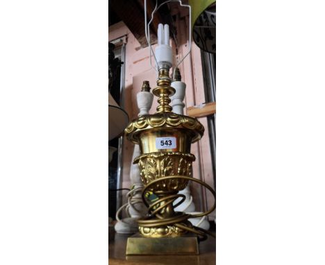 A 20th Century cast brass table lamp of classical urn form