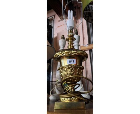 A 20th Century cast brass table lamp of classical urn form