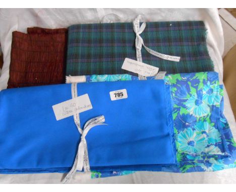 A small quantity of textiles comprising 1.5m cotton gaberdene, 2.4m cotton seersucker, 4m taffeta, etc.