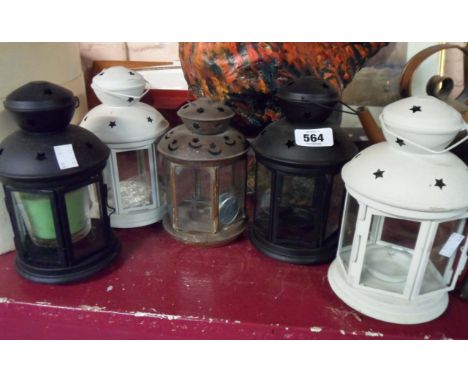 Five modern hanging tea light lanterns