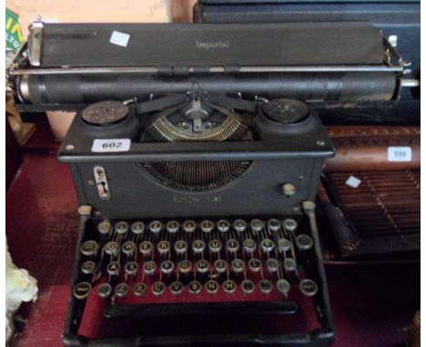 A vintage Imperial typewriter with matt black finish and wide carriage - marked to rear Imperial Typewriter Co., Ltd. Leicest