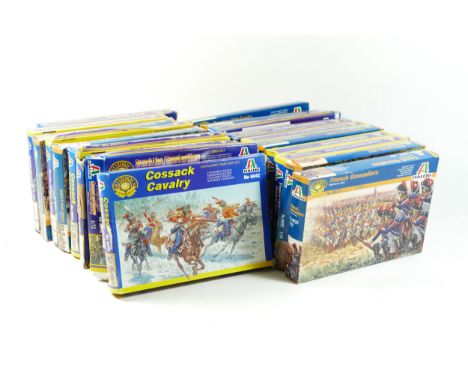 Twenty model kits, by Italeri, infantry, 1:72 scale, to include Scots Greys (6001), Cossack Cavalry (6042), French Grenadiers