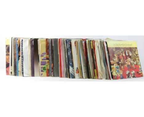 One Hundred vinyl singles, mostly pop and charts, to include Band Aid - 'Do They Know It's Christmas?'/Feed The World, Kim Wi