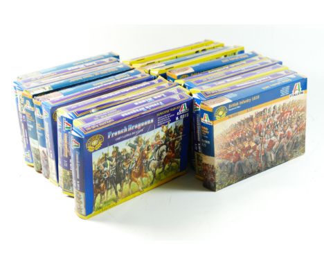 Twenty model kits, by Italeri, infantry, 1:72 scale, to include Les Bleus (6002), British artillery (6041), French Dragoons (