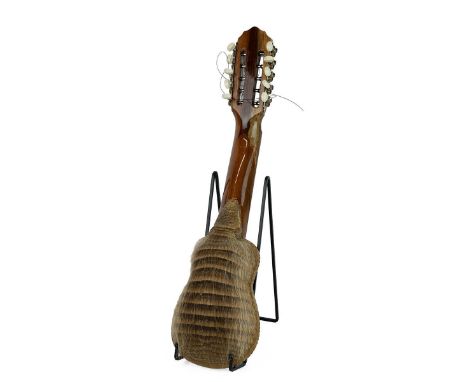 Argentinian Armadillo Charango, musical instrument in soft case. Length 62cm, width 16cm.