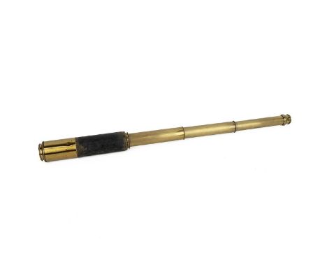 Antique gilt brass 3 draw telescope, late 19th century, no makers mark. Length open 82cm.