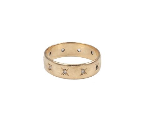 9ct gold ring tested set with zircon weight 3 grams, size S.