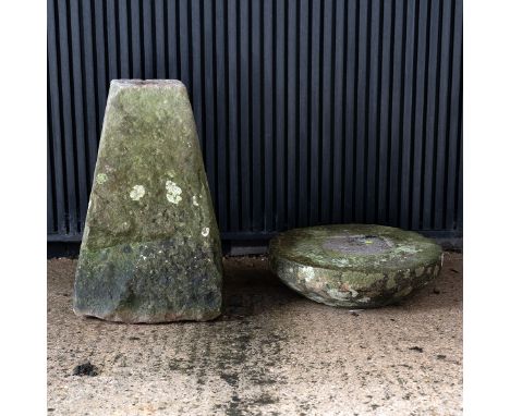 Vintage carved staddle stone with mushroom top height of base 67cm a top 15cm