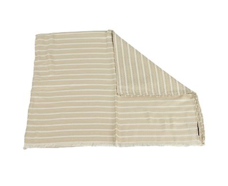 Asprey of London: a 100% silk scarf with cream and white chevron stripes. 160cm x 47cm.