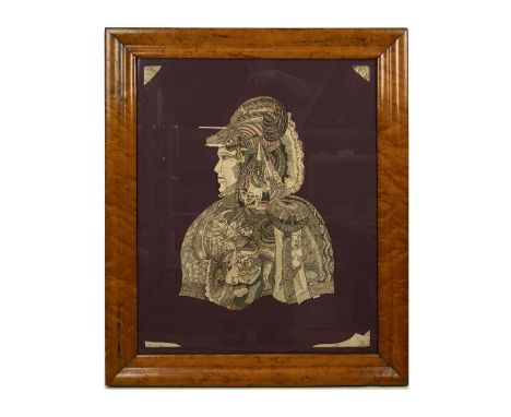 19th/20th century, Lucas? pen and ink, montage of a soldier with a helmet,&nbsp; 51cm x 33cm