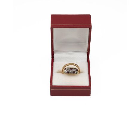 A gold diamond &amp; sapphire dress ring and a 22ct gold hallmarked wedding band 3.8 grams, size O