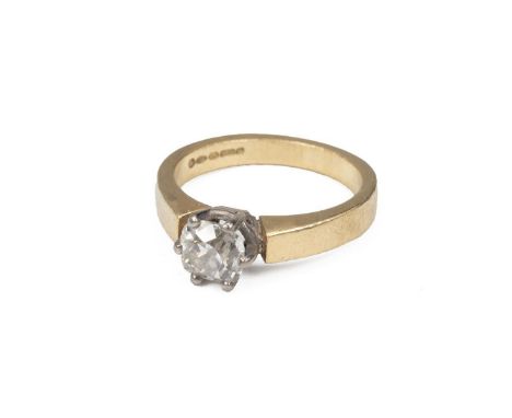 18ct gold Solitaire old cut diamond ring approx 0.5 carat set in a 6 claw setting weight 4 grams size I.