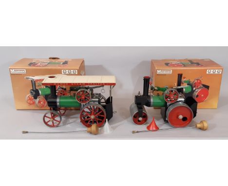 Mamod Steam Tractor TE1A and Mamod Steam Roller SR1A both boxed with accessories and unchecked (2) 