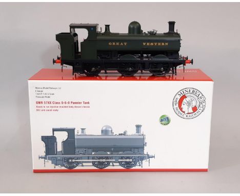 O gauge GWR 57XX Class 0-6-0 Pannier Tank locomotive, electric powered, by Minerva Model Railways, in original box 