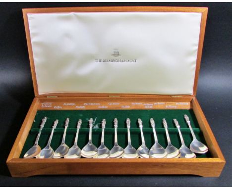 Birmingham Mint Collection, a cased set of 13 silver apostle spoons, based upon the figures of the façade of Wells Cathedral,