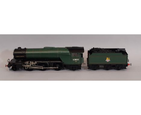 0 Gauge Finescale LNER 'V2' class 2-6-2 electric locomotive and tender probably by DJH Models finished in BR lined green live