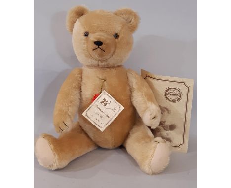 A limited edition 'Sonneberg' traditional Teddy bear by Hermann with jointed body, stitched nose, mouth and claws and certifi