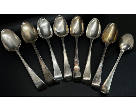 Eight George III silver serving spoons, London 1778, makers William Sumner and Richard Crossley, 19oz approx 