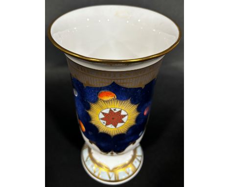 A Royal Worcester trumpet shaped vase, commemorating the Year 2000 millennium with, original box 