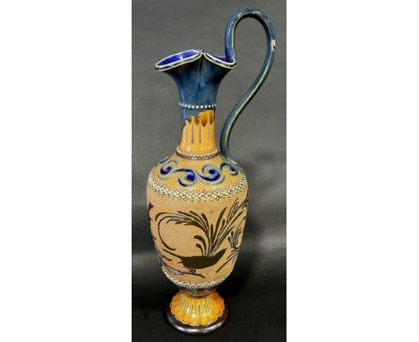 A Doulton 1893 Florence Barlow Pate-Sur-Pate pitcher 34cm tall. 