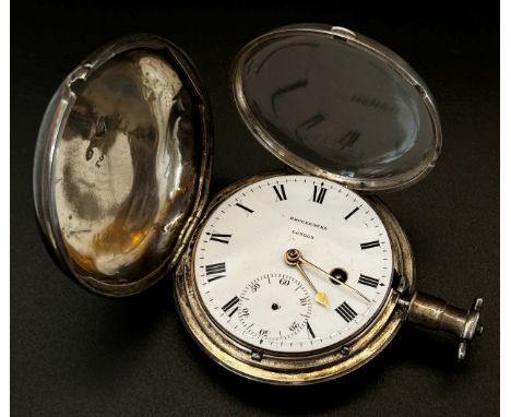 A 19th century silver cased fob / pocket watch, the white enamel dial marked ‘Brockbanks London’ 