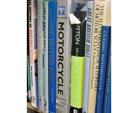 An extensive collection of books relating to motorcycles - history / construction / racing (90+) etc plus Motor Cycle magazin