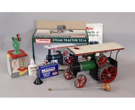 Mamod Steam Tractor TE1A with fuel and a Mamod Model Power Press, both boxed and untested (2) 
