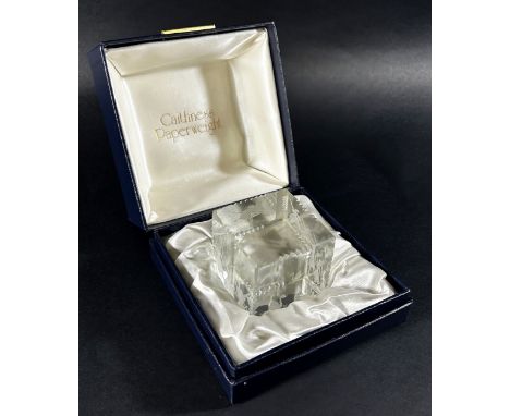A limited  edition Caithness ‘Swan Lake’ cube paperweight, No 122/250, 6cm with a certificate and original box. 