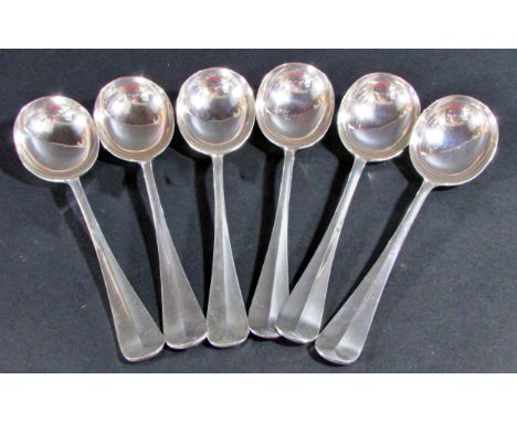 Six silver soup spoons, Birmingham 1931, maker Barker Brothers Silver Ltd, 16.6oz approx 