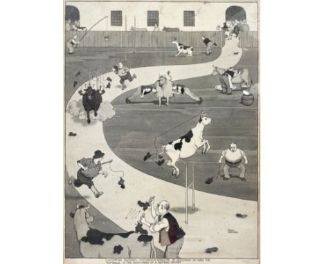 William Heath Robinson (British, 1872-1944) - 'Cultivating Buoyancy, Toughness & Qualities of Resistance in Hides for Footbal