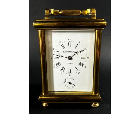 A 19th century English carriage clock by William Thornhill &amp; Co, New bond St, London, with eight day striking movement an