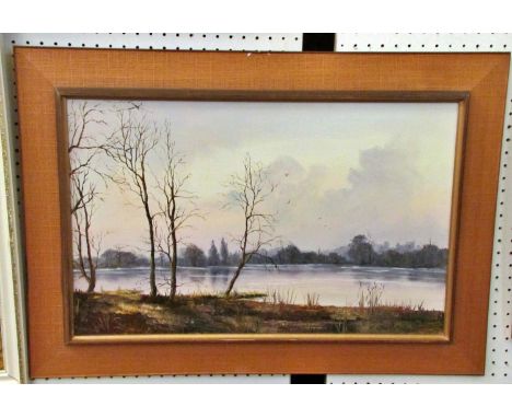 Two 20th Century Oil Paintings of Landscapes: J. K. Whitton - 'Calm Trees', signed below, oil on canvas, 35.5 x 56 cm; togeth