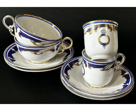 British monarchy interest: two large Copeland china breakfast cups and saucers, and two matching tea cups and saucers in a go