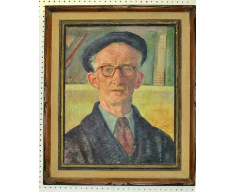 Alexander Hossack (Exh. 1929) - Quarter Portrait of a Man in Hat and Glasses, signed lower right with artist's name inscribed