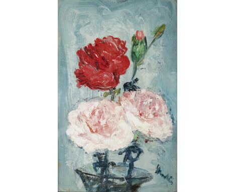 GEORGE LESLIE HUNTER (1877-1931) Red and Pink carnations Oil on Reeves' Morland&nbsp;canvas board, 23 x 14cm Signed Provenanc