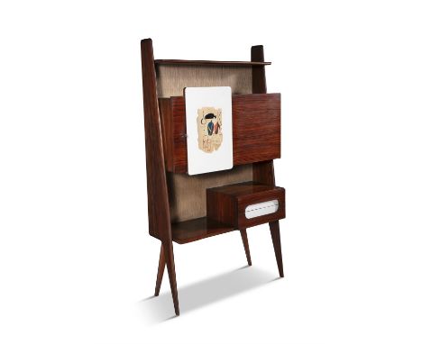 DRINKS CABINETA rosewood drinks cabinet. Italy, c. 1960. 105 x 43 x 190cm