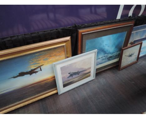 Two prints Lancaster Bomber and Vulcan after Barry G Price, a limited edition print Rocket Firing Typhoons at the Falaise Gap