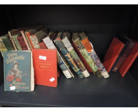 A shelf of vintage childrens volumes including the Wonder Book of Wonders