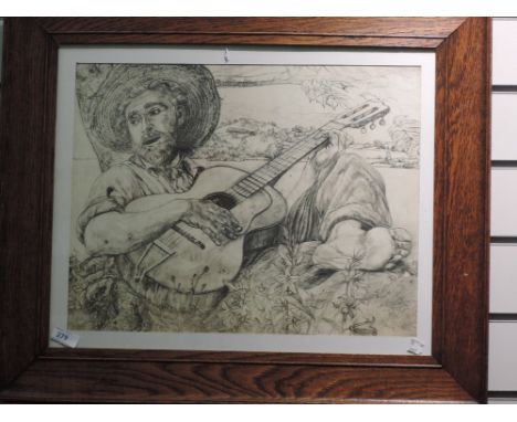 A print print a guitarist al fresco