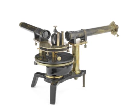 A brass spectroscope and Whimshurst machine,  late 19th and early 20th century,the spectroscope by John Browning with prism m