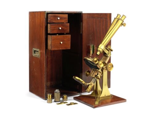 An Andrew ROSS Wenham's Binocular Compound Microscope, circa 1865signed Ross London 5167,  with dual adjustment to the eyepie